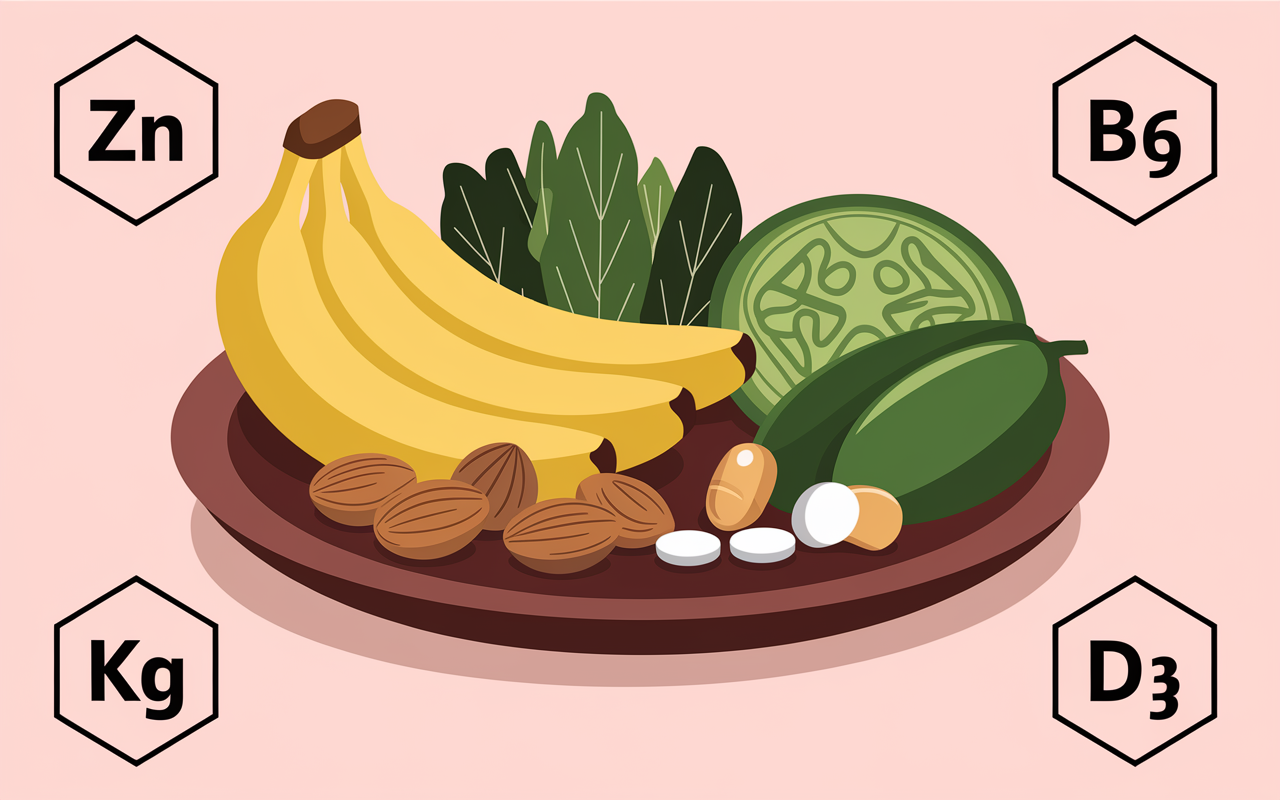 assiette aliments riches magnesium zinc B6