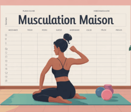 musculation maison femme planning illustration