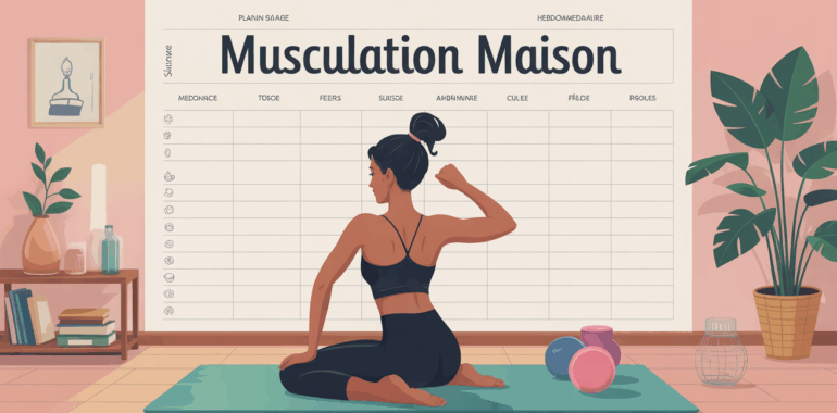 musculation maison femme planning illustration