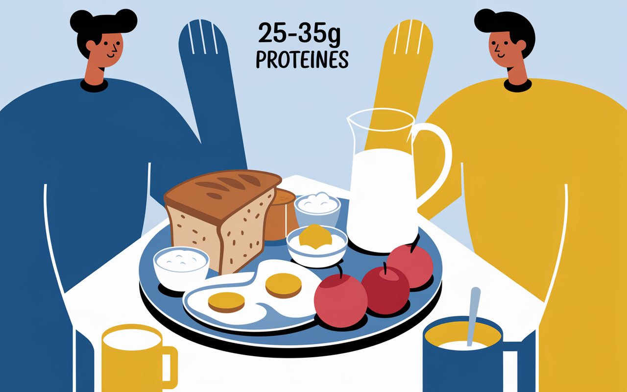 Plateau petit-dejeuner proteines aliments sains