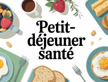 vue dessus petit dejeuner sante avec flocons d avoine oeufs fruits frais amandes yaourt pain complet tasse de the