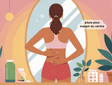 femme main sur ventre miroir pilule pour maigrir bien etre
