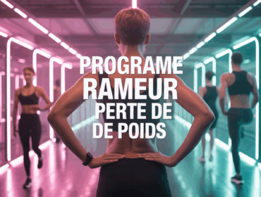 Personne sur rameur moderne programme perte de poids
