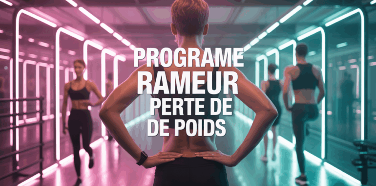 Personne sur rameur moderne programme perte de poids