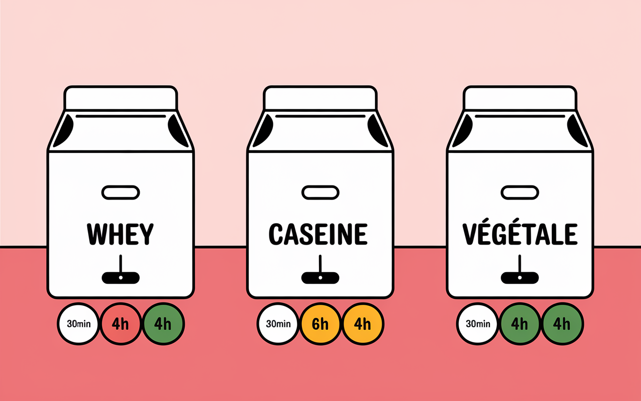 Boites whey caseine vegetale avec chronometre