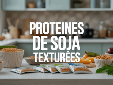 Panorama sachets proteines de soja texturees et legumes frais