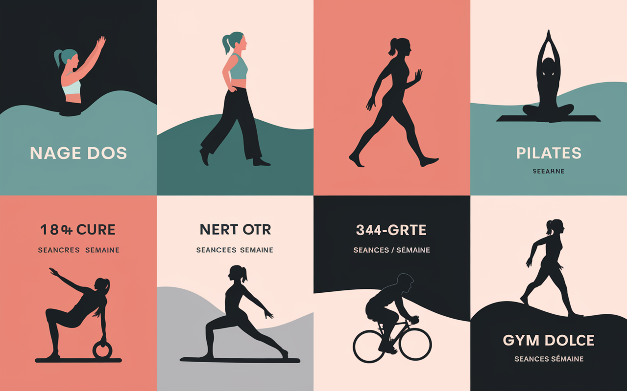 Activités douces natation marche yoga pour mal de dos 3-4 séances