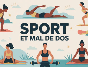 Sport et mal de dos natation marche yoga illustration moderne