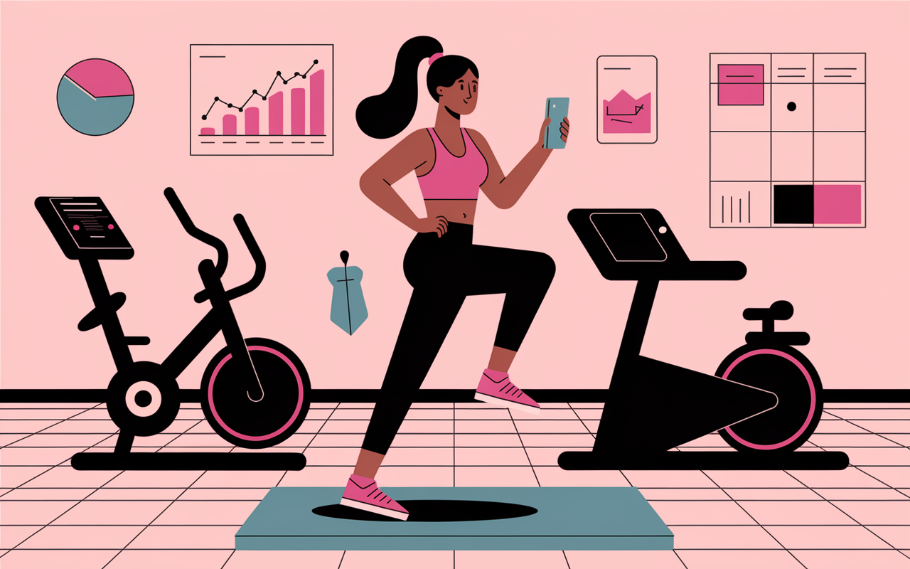Femme structurant programme cardio salle de sport