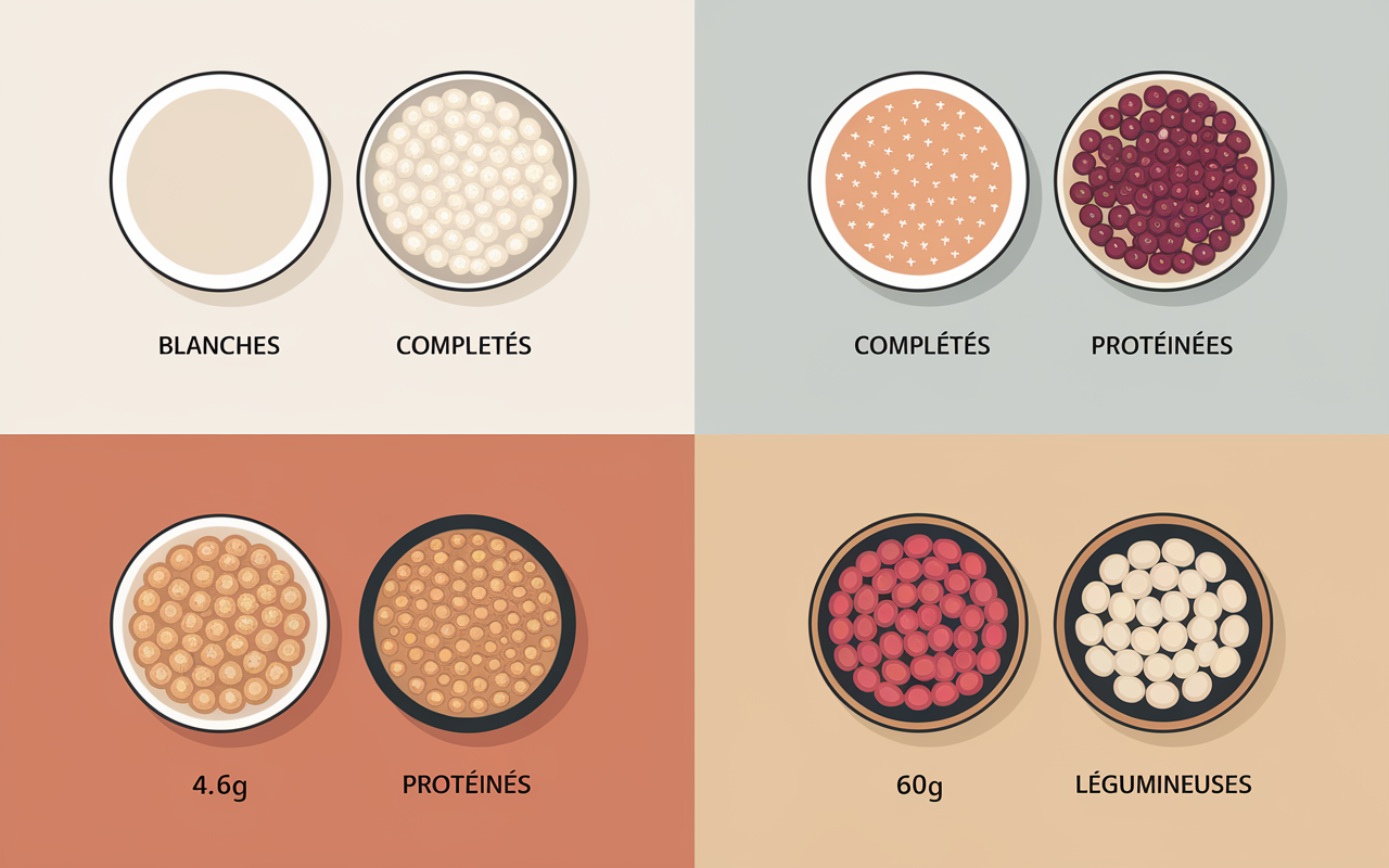 Infographie apport protéines pâtes selon type