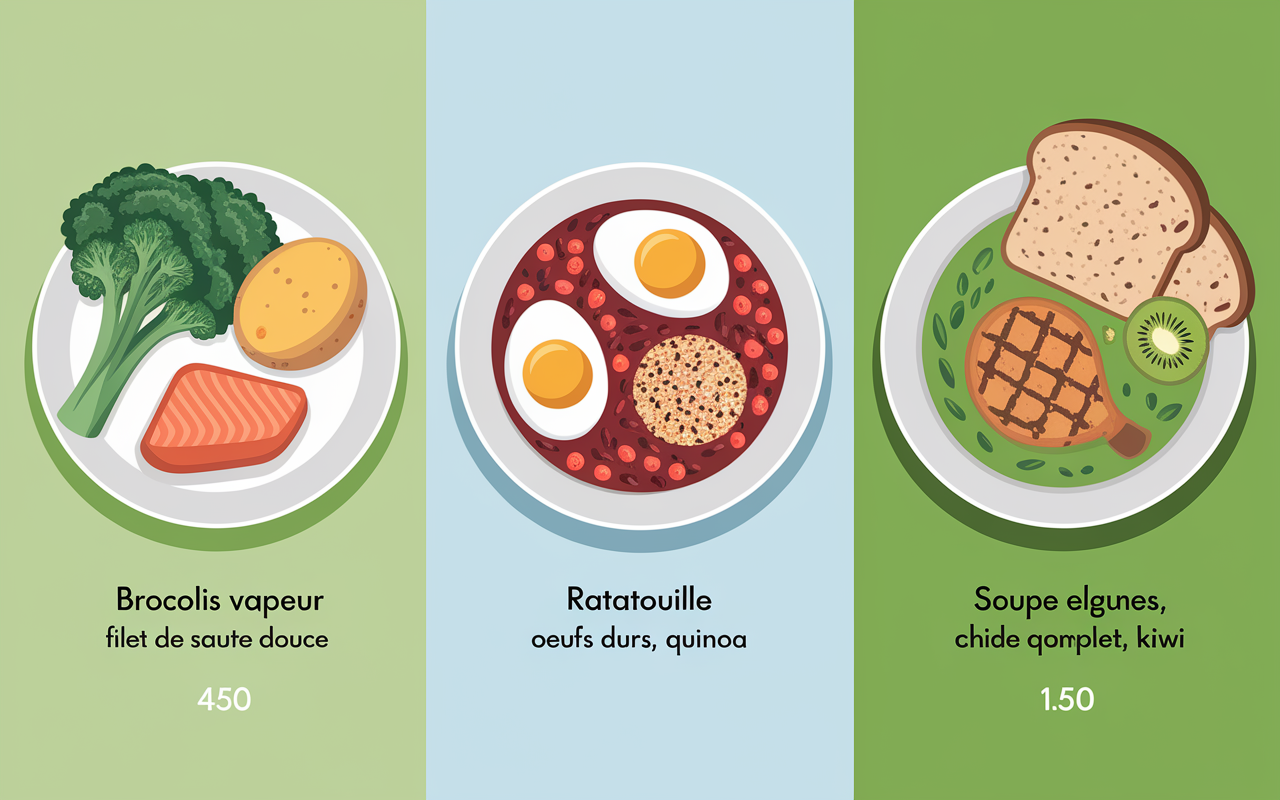 modèles de repas minceur soir assiettes variées