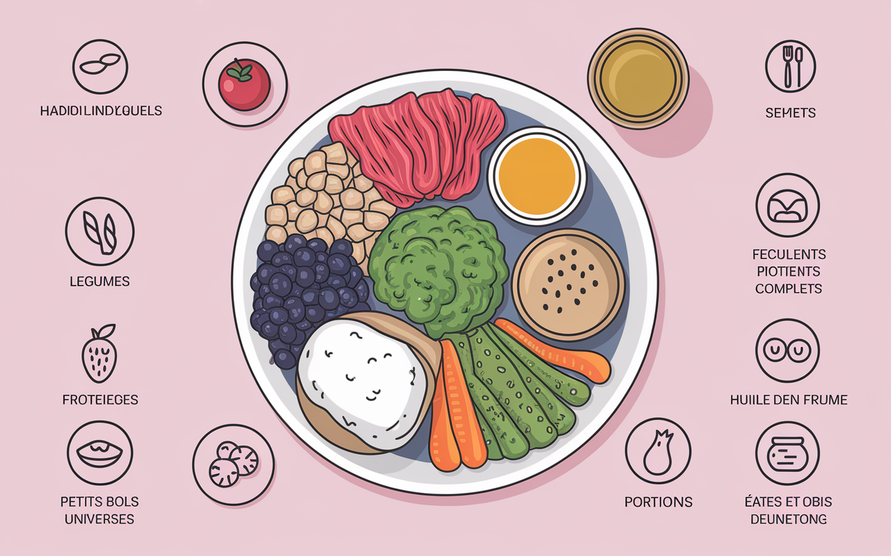 Assiette équilibrée menu perdre 5 kilos en 1 mois