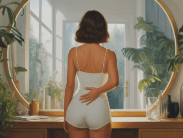 Silhouette femme devant miroir pour perdre bas du ventre