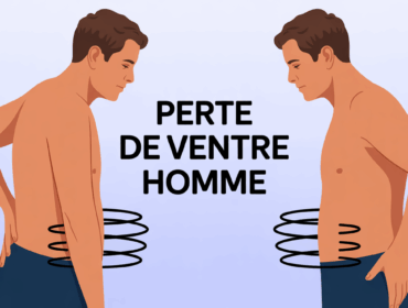 Illustration perte de ventre homme de dos devant miroir