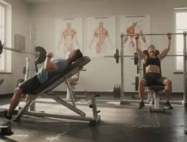 Salle musculation banc décliné dips et panneaux pectoraux
