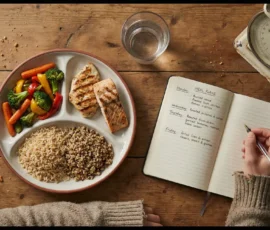 Assiette équilibrée déficit calorique et outils suivi nutrition