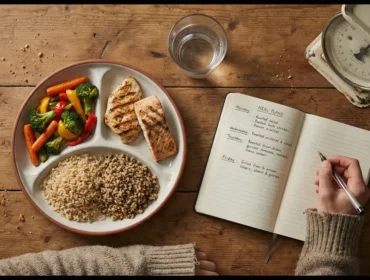 Assiette équilibrée déficit calorique et outils suivi nutrition