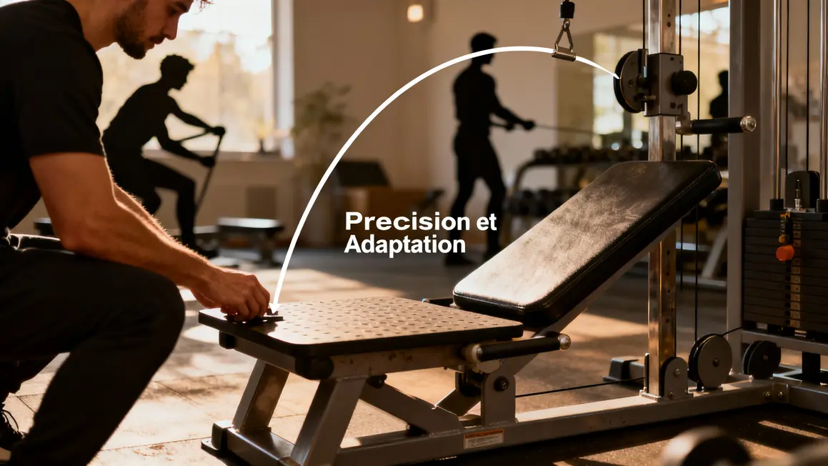 Réglage machine pendulum squat precision et adaptation