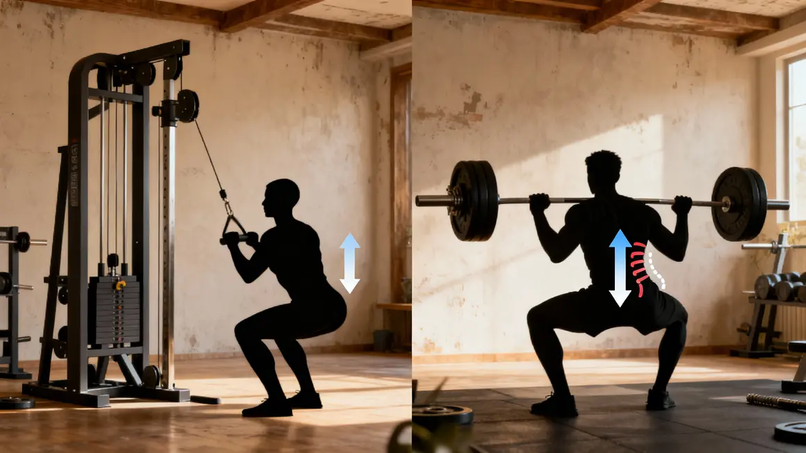 Comparatif pendulum squat et squat classique vue dos