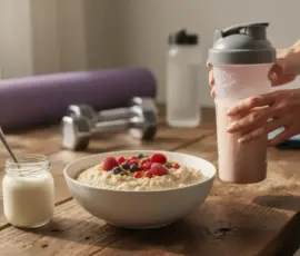 Petit dejeuner seche porridge et shaker proteines