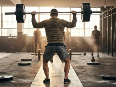 athlète power snatch action salle sport haltérophilie