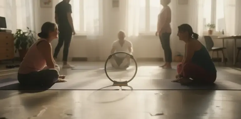 anneau Pilates entraînement à domicile ambiance conviviale