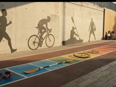 Silhouettes sportives et équipements pour sports physiques