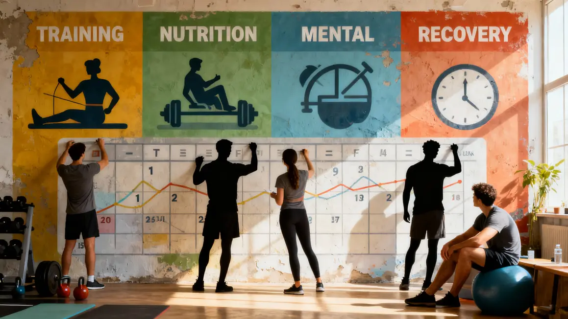 Tableau mural, routine entraînement, philosophie Sportrip, progression durable