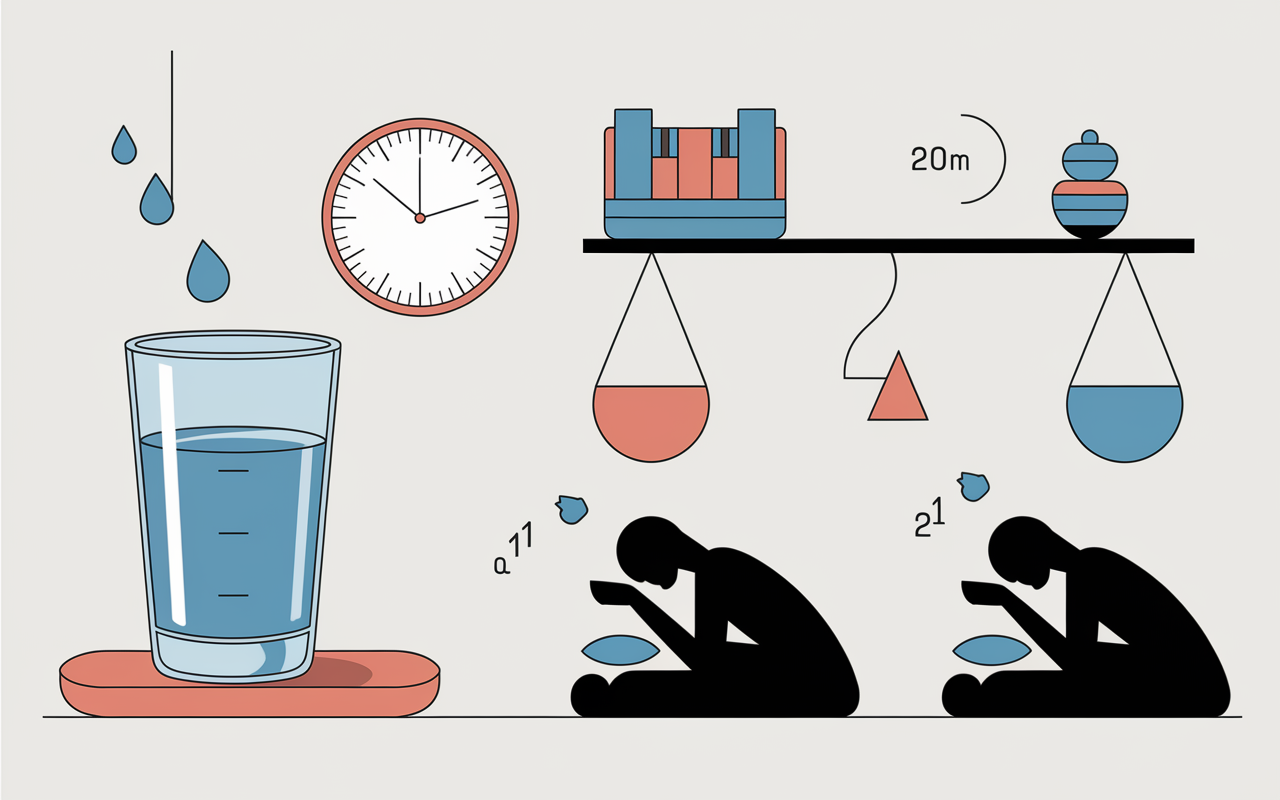 boire de l eau avant de dormir avec verre mesure et balance