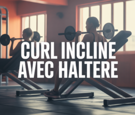 curl incline avec haltere banc incline vue stylisee
