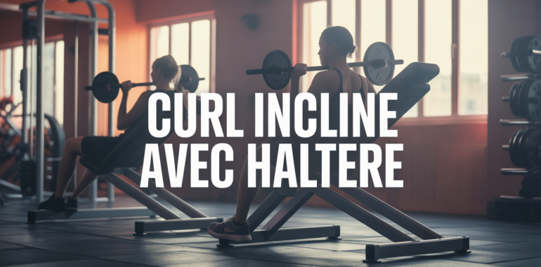 curl incline avec haltere banc incline vue stylisee