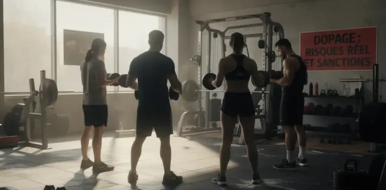 Panneau avertissement dopage musculation salle moderne