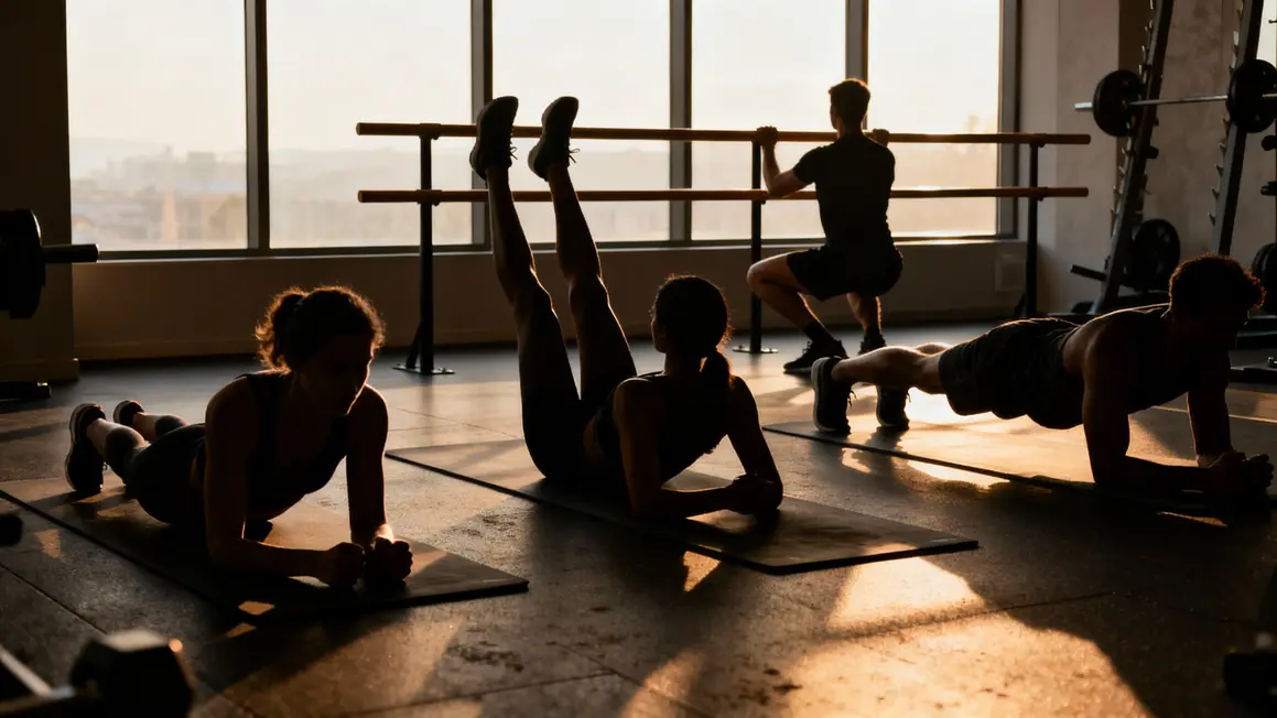 exercices abdos gainage squat salle moderne