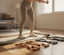 Personne utilisant un extenseur dans un salon moderne