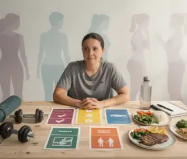 personne choisissant programme minceur tableaux comparatifs alimentation haltere