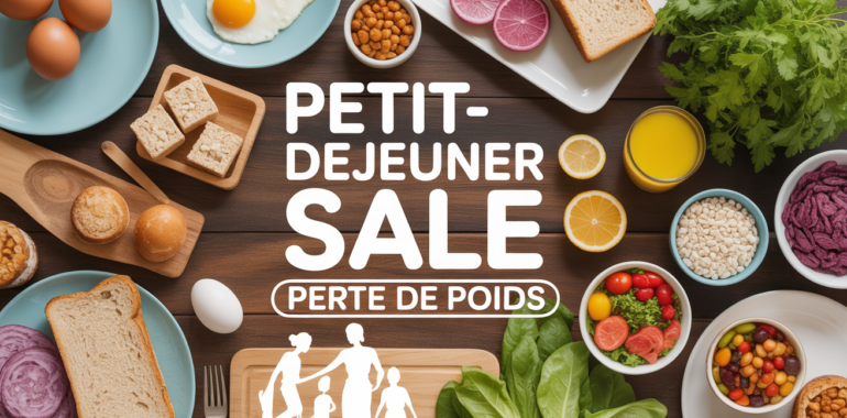 Petit dejeuner sale perte de poids, famille en cuisine