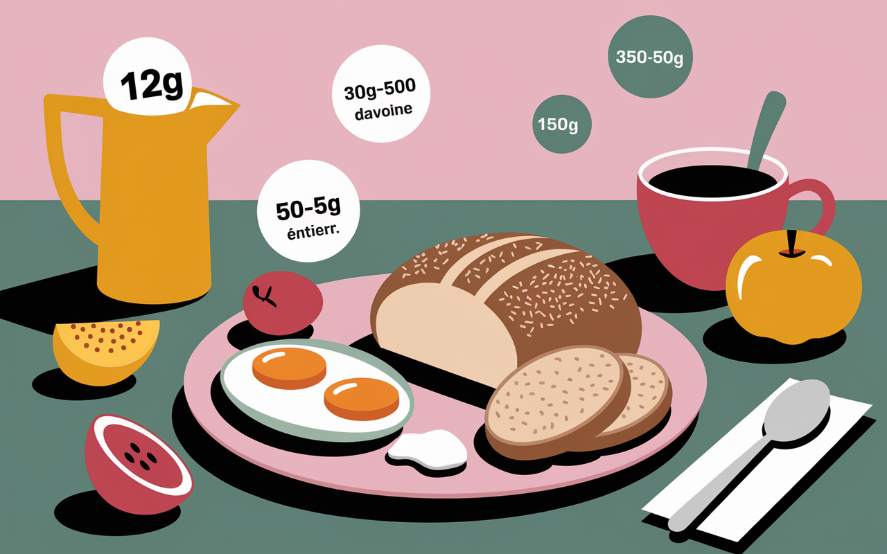 Plateau petit-dejeuner equilibre chiffres matin