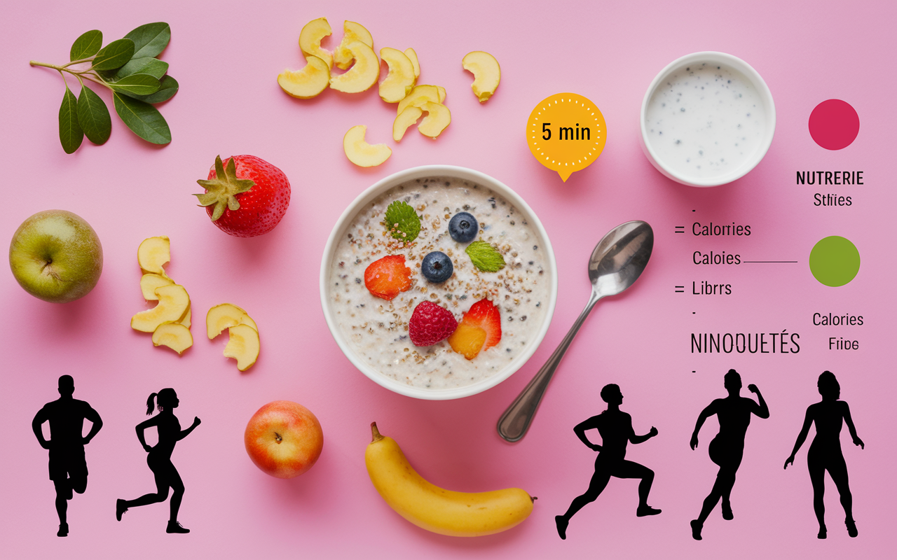 bol porridge minceur vue dessus timer 5min