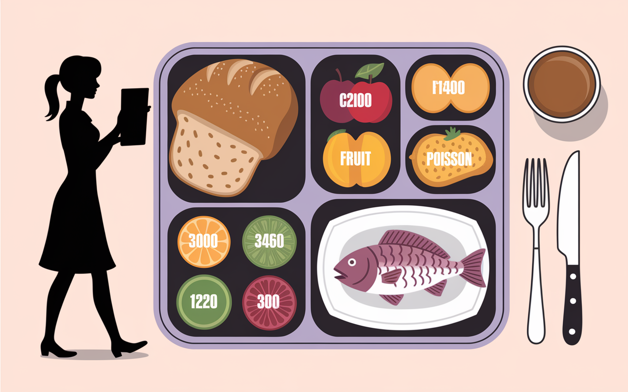 plateau regime a 1200 calories portions aliments universels