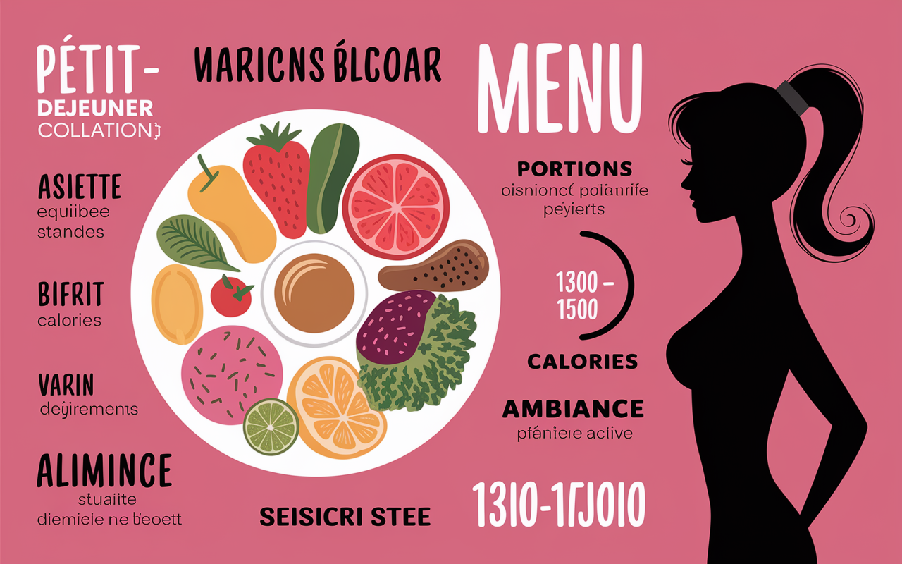 regime perdre 5 kg en 1 mois menu planche illustrée portions calories
