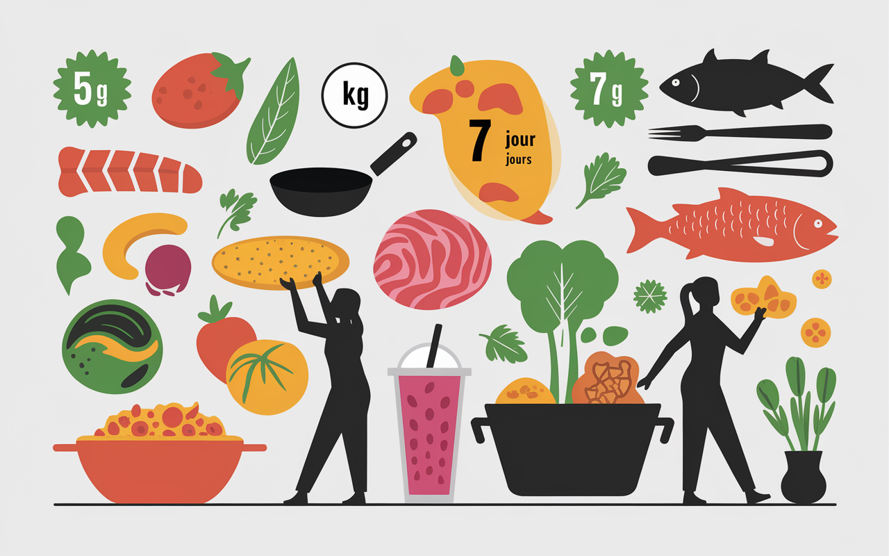 regime proteine 5 kg en 1 semaine menu pdf tableau stylise