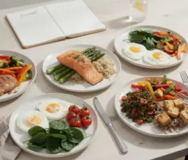 repas protéinés ventre plat sur table moderne