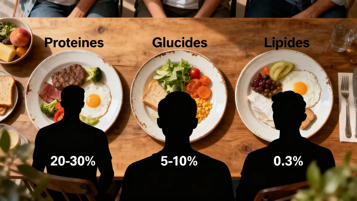 Assiettes comparatif protéines glucides lipides pour perte ventre