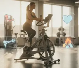 Vélo elliptique central action posture sportive muscles cardio