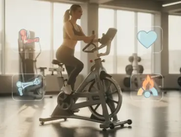 Vélo elliptique central action posture sportive muscles cardio