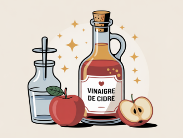 flacon vinaigre de cidre et pomme rouges sur fond santé