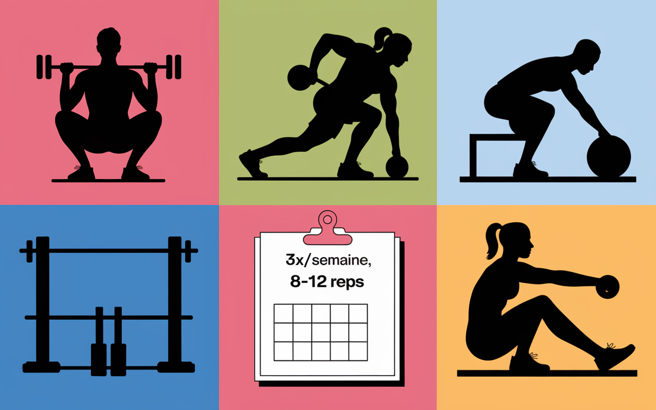 programme prise de masse debutant squat developpe rowing