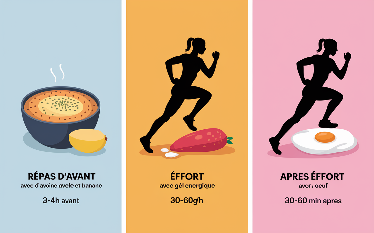 Schéma alimentation course a pied timing effort