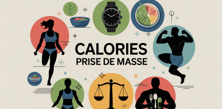 Illustration calcul calories prise de masse silhouettes sportives