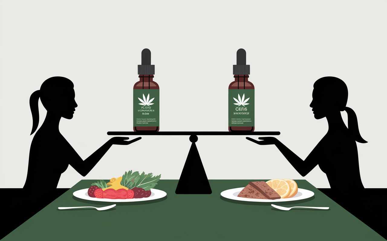 cbd pour maigrir deux silhouettes et balance
